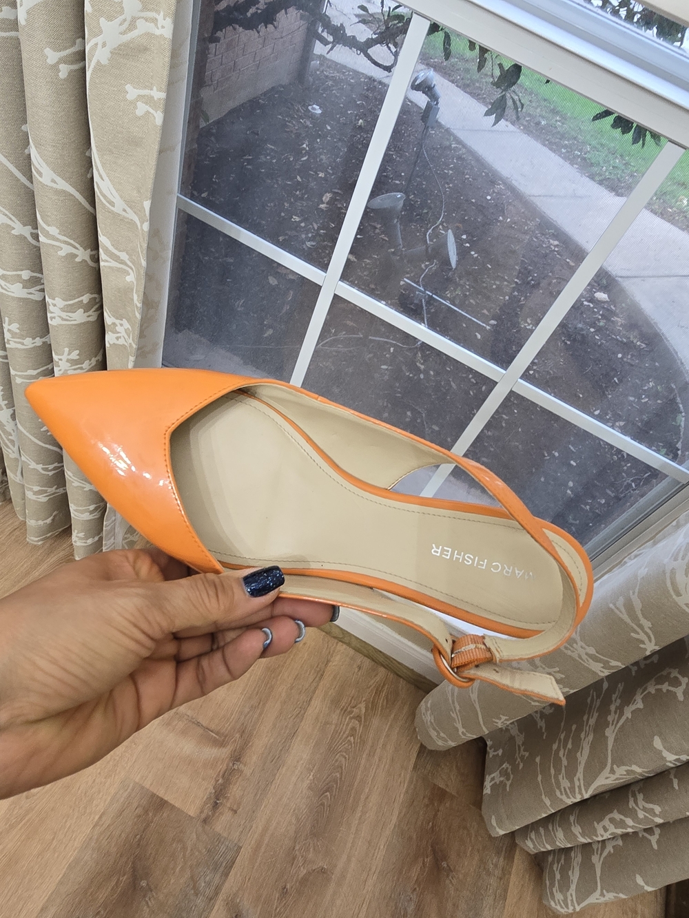 Marc Fisher Orange Patent Pointed Slingback Flats - Picture 8 of 11